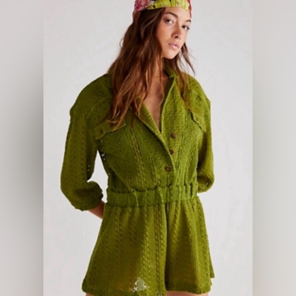 BNWT Free People Beach Green Ryan Romper Sea Serpent - Picture 6 of 6
